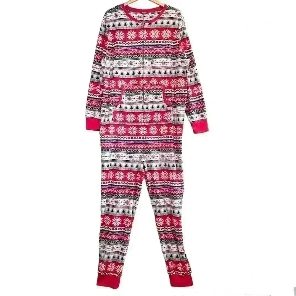 🌈 6/$60, Source Unknown Fleece Holiday Pattern Green Red White Pockets, Size XL